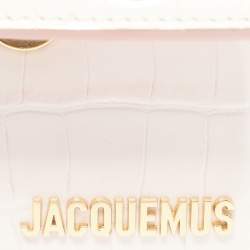 مملوكة مسبقًا Jacquemus Light Pink Croc Embossed Leather Mini Le Chiquito Bag