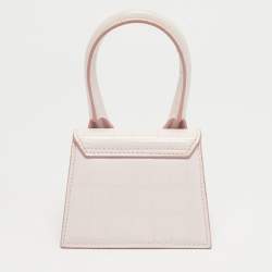 مملوكة مسبقًا Jacquemus Light Pink Croc Embossed Leather Mini Le Chiquito Bag