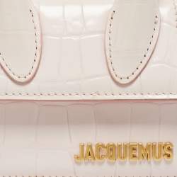 مملوكة مسبقًا Jacquemus Light Pink Croc Embossed Leather Mini Le Chiquito Bag
