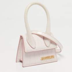 مملوكة مسبقًا Jacquemus Light Pink Croc Embossed Leather Mini Le Chiquito Bag