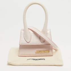 مملوكة مسبقًا Jacquemus Light Pink Croc Embossed Leather Mini Le Chiquito Bag