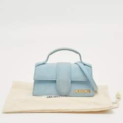 Pre Owned Jacquemus Blue Nubuck Leather Mini Le Bambino Top Handle Bag