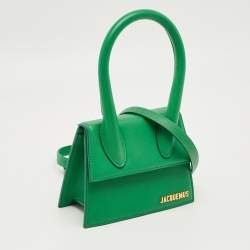 Pre Owned Jacquemus Green Leather Le Chiquito Moyen Top Handle Bag