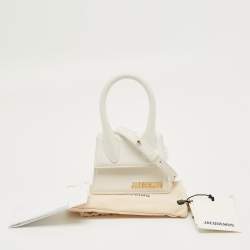 Pre Owned Jacquemus White Leather Mini Le Chiquito Top Handle Bag