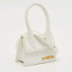 Pre Owned Jacquemus White Leather Mini Le Chiquito Top Handle Bag
