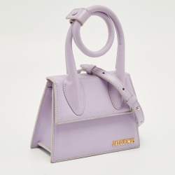 Pre Owned Jacquemus Lilac Leather Le Chiquito Noeud Top Handle Bag