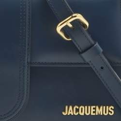 Pre Owned Jacquemus Navy Blue Leather Le Grand Bambino Top Handle Bag