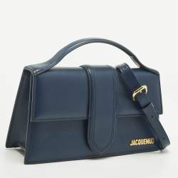 Pre Owned Jacquemus Navy Blue Leather Le Grand Bambino Top Handle Bag