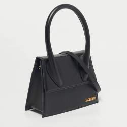 Pre Owned Jacquemus Black Leather Grand Le Chiquito Top Handle Bag