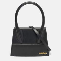 Pre Owned Jacquemus Black Leather Grand Le Chiquito Top Handle Bag
