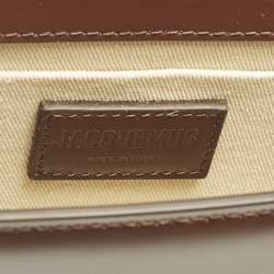 Pre Owned Jacquemus Dark Brown Leather and Jute Le Chiquito Long Cordao Top Handle Bag