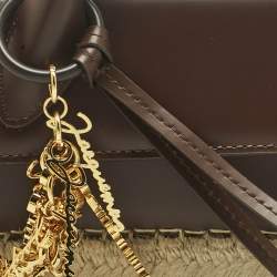 Pre Owned Jacquemus Dark Brown Leather and Jute Le Chiquito Long Cordao Top Handle Bag