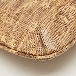 Pre Owned حقيبة بيرل جاكيموس لو بيسو جلد منقوش بطبعة سحلية بيج