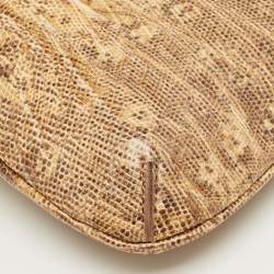 Pre Owned حقيبة بيرل جاكيموس لو بيسو جلد منقوش بطبعة سحلية بيج