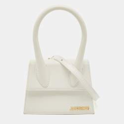 مملوكة مسبقًا حقيبة جاكيموس لُ شِيكيتو موين جلد بلون أبيض بيد علوية