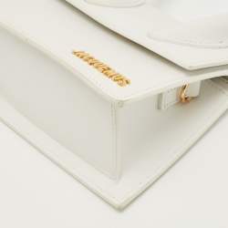 مملوكة مسبقًا حقيبة جاكيموس لُ شِيكيتو موين جلد بلون أبيض بيد علوية