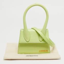 Pre Owned حقيبة يد جاكيموس لو تشيكيتو موين جلد منقوش على شكل تمساح أخضر تفاحي