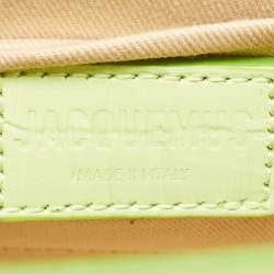 Pre Owned حقيبة يد جاكيموس لو تشيكيتو موين جلد منقوش على شكل تمساح أخضر تفاحي