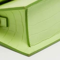 Pre Owned حقيبة يد جاكيموس لو تشيكيتو موين جلد منقوش على شكل تمساح أخضر تفاحي
