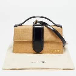 Pre Owned Jacquemus Le Grand Bambino Brown/Black Raffia Top Handle Bag