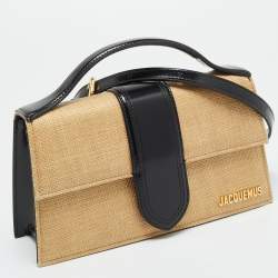 Pre Owned Jacquemus Le Grand Bambino Brown/Black Raffia Top Handle Bag