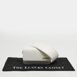 Pre Owned حقيبة كتف جاكيموس لو كارينو شعار جلد أبيض عاجي