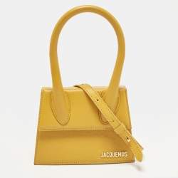Pre Owned Jacquemus Le Chiquito Moyen Yellow Leather Top Handle Bag
