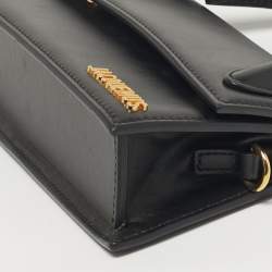 Pre Owned حقيبة جاكيموس لو تشيكيتو طويلة جلد أسود بمقبض علوي