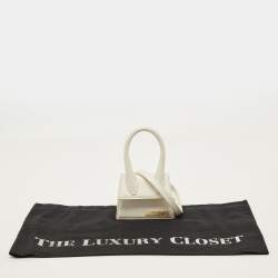 Pre Owned Jacquemus Le Chiquito Mini White Leather Top Handle Bag