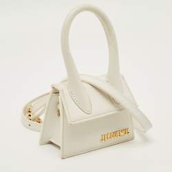 Pre Owned Jacquemus Le Chiquito Mini White Leather Top Handle Bag