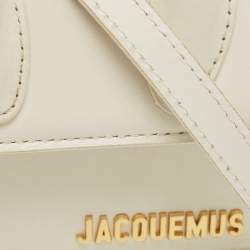 Pre Owned Jacquemus Le Chiquito Mini White Leather Top Handle Bag