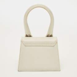 Pre Owned Jacquemus Le Chiquito Mini White Leather Top Handle Bag