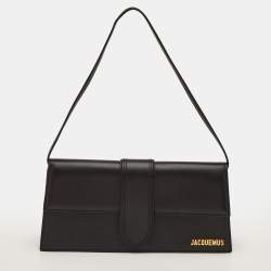 Pre Owned Jacquemus Le Bambino Long Black Leather Flap Shoulder Bag