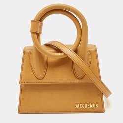 Pre Owned Jacquemus Le Chiquito Noeud Tan Leather Top Handle Bag