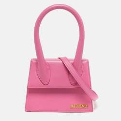 Pre Owned Jacquemus Le Chiquito Moyen Pink Leather Top Handle Bag