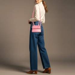 Pre Owned حقيبة جاكيموس لُ شِيكيتو موين جلد بلون أبيض بيد علوية