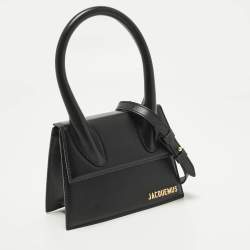 مملوكة مسبقًا Jacquemus Le Chiquito Moyen Black Leather Top Handle Bag