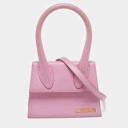 Pre Owned Jacquemus Le Chiquito Moyen Pink Leather Top Handle Bag