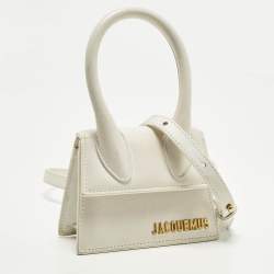 Pre Owned حقيبة جاكيموس لو شيكيتو ميني بمقبض علوي جلد أبيض