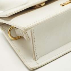 Pre Owned حقيبة جاكيموس لو شيكيتو ميني بمقبض علوي جلد أبيض