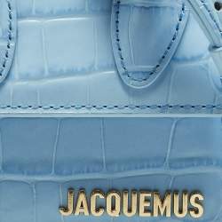 Pre Owned حقيبة جاكيموس لوشيكيتو صغيرة جلد مزخرف أزرق فاتح بمقبض علوي