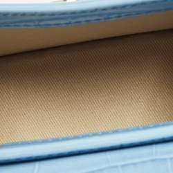 Pre Owned حقيبة جاكيموس لوشيكيتو صغيرة جلد مزخرف أزرق فاتح بمقبض علوي