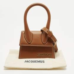 Pre Owned Jacquemus Le Chiquito Mini Brown Leather Top Handle Bag