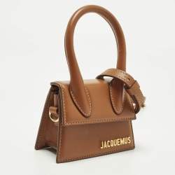 Pre Owned Jacquemus Le Chiquito Mini Brown Leather Top Handle Bag