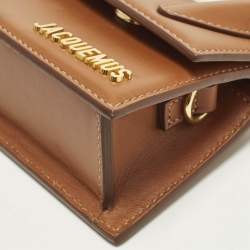 Pre Owned Jacquemus Le Chiquito Mini Brown Leather Top Handle Bag