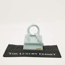 Pre Owned Jacquemus Le Chiquito Noeud Light Blue Nubuck Leather Top Handle Bag