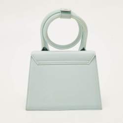 Pre Owned Jacquemus Le Chiquito Noeud Light Blue Nubuck Leather Top Handle Bag