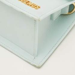 Pre Owned Jacquemus Le Chiquito Noeud Light Blue Nubuck Leather Top Handle Bag
