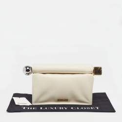 Pre Owned Jacquemus La Rond Carré Ivory Leather Pochette