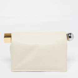 Pre Owned Jacquemus La Rond Carré Ivory Leather Pochette